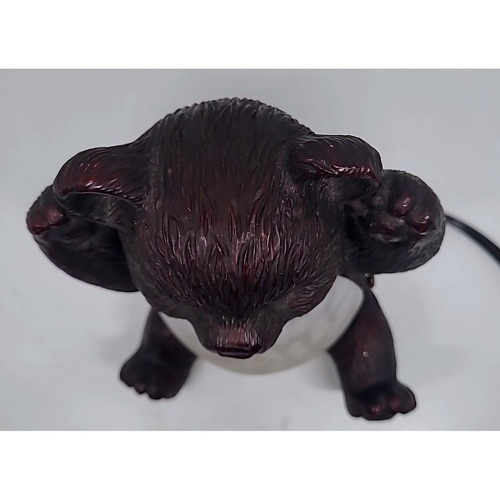 Vintage Bear Accent Lamp Brown Frosted Glass Belly Nightlight Cabin Decor - Picture 4 of 11